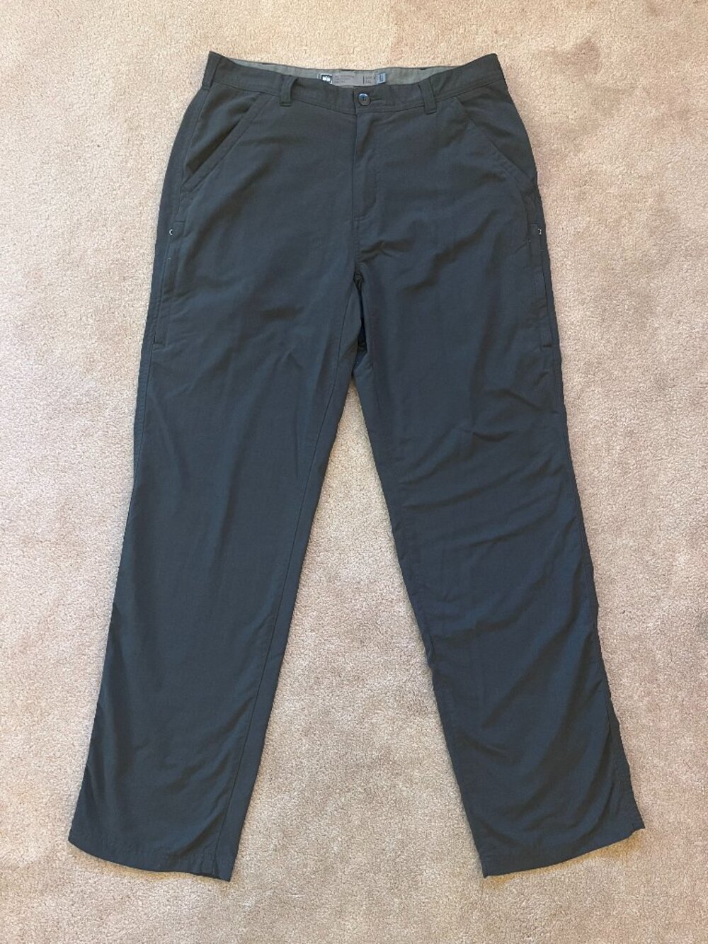 REI Men's Adventure Pants Gray Relaxed Nylon UPF 50 Size 34x34 Outdoors Hiking